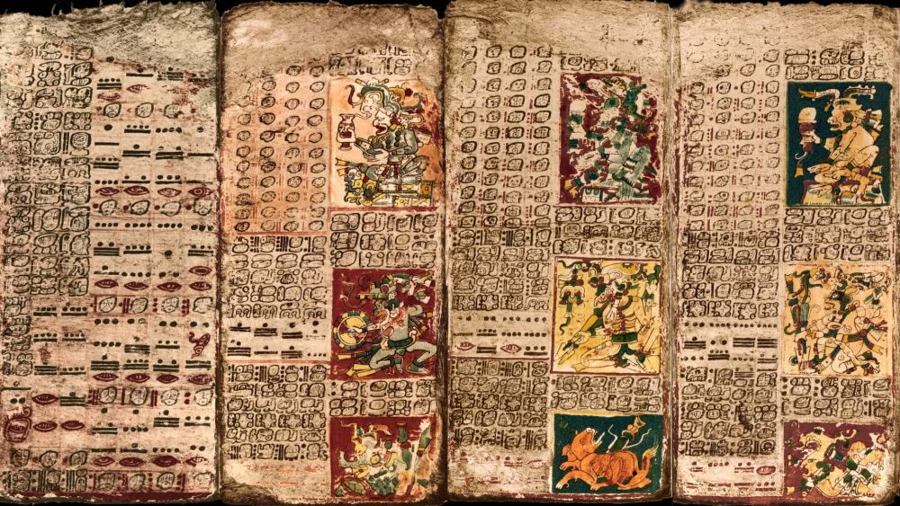 Artistic depiction of Mayan beliefs and mythological astronomy
